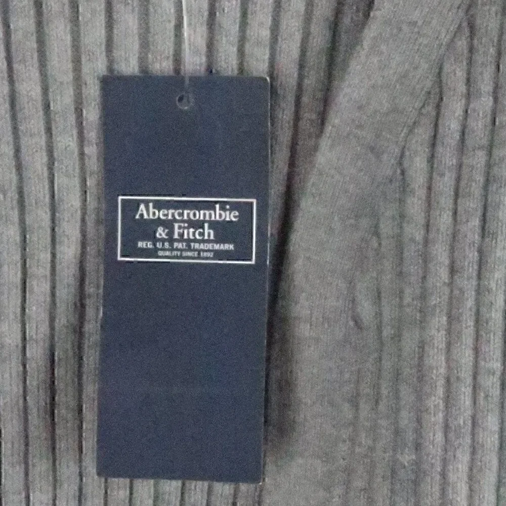 ABERCROMBIE & FITCH GREY LONG SLEEVE RIBBED CROPPED OPEN CARDIGAN SWEATER SIZE S